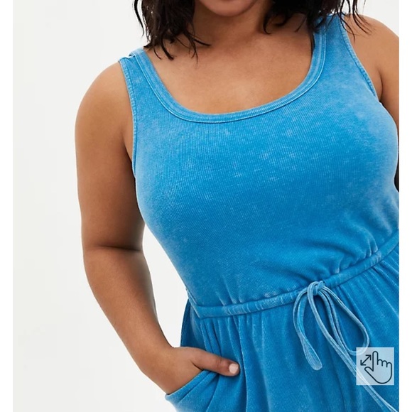 Torrid Blue Wash Scoop Neck Romper - Picture 2 of 5